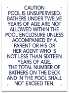Ontario CA Unsupervised Pool >93m2 Sign